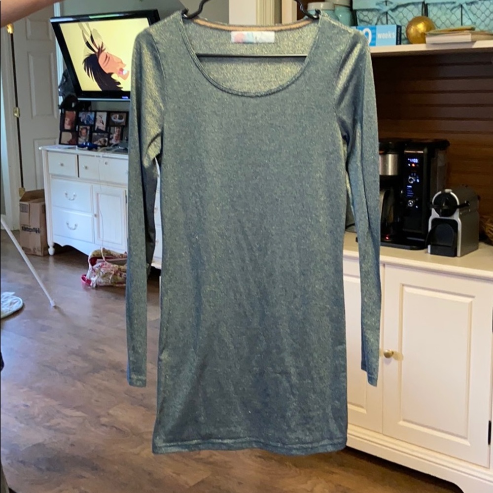 Free People size M Blue Gold Shiny Dress